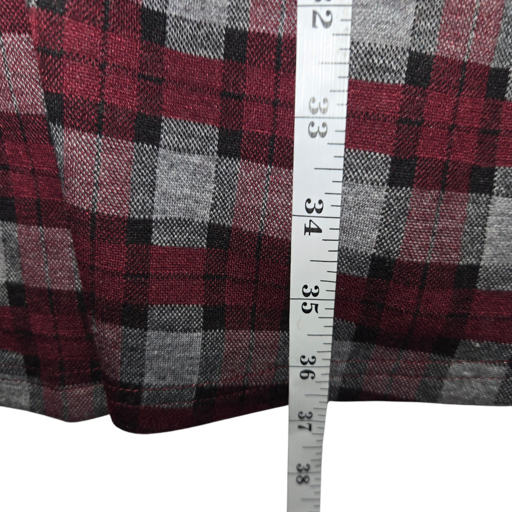 NWOT Modcloth Womens Large Fit & Flare Dress Plaid Burgundy Stretch Preppy - Picture 8 of 15